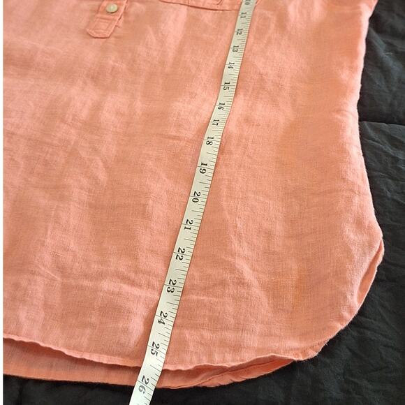 Talbots Shirt Womens XS 100% Linen Salmon Pink Oversized Comfy Popover Coastal - Picture 5 of 6